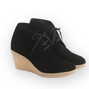 J. CREW MacAlister Black Suede Wedge Ankle Boots